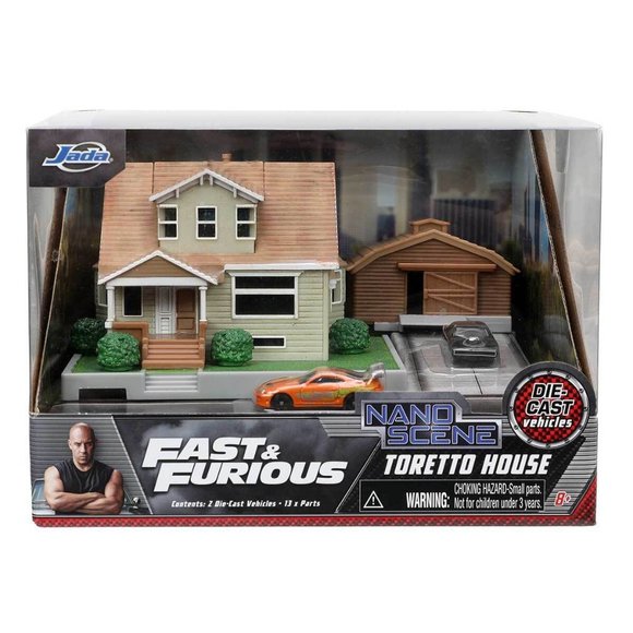 Jada Fast & Furious Nano: Toretto House Diorama Set with 2 Cars & Accessories - Picture 1 of 8